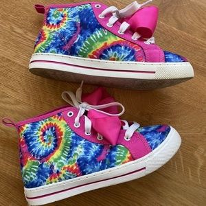 JoJo Siwa Youth 3 High Top Sneakers Tennis Shoes Tie Dye Pink Bow